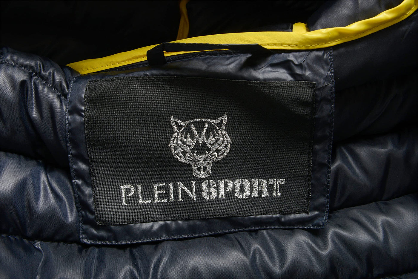 Plein Sport Men's Navy Blue Hooded Logo Print Zip Up Parka Jacket Sz US L IT 52