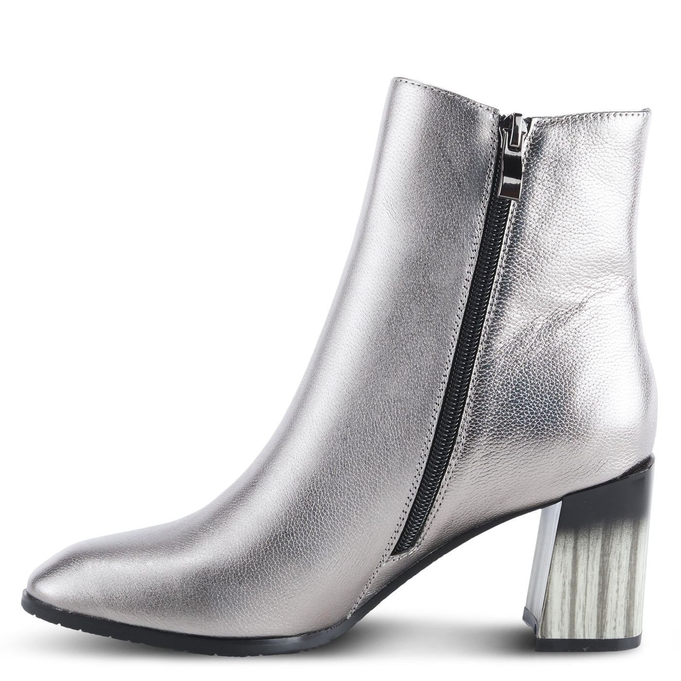 Azura Spring Step Fabulosa V Collar Ankle Boots for Women - Premium Leather Women's Chelsea Boots with Side Zippers - Pewter EU 41 / US 9.5-10