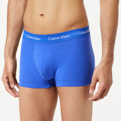 Calvin Klein Pack of 3 Boxer Man tripack Trunks CK Item U2664G Low Rise Trunk, 4KU Black/Blue Shadow/Cobalt Water, X-Large