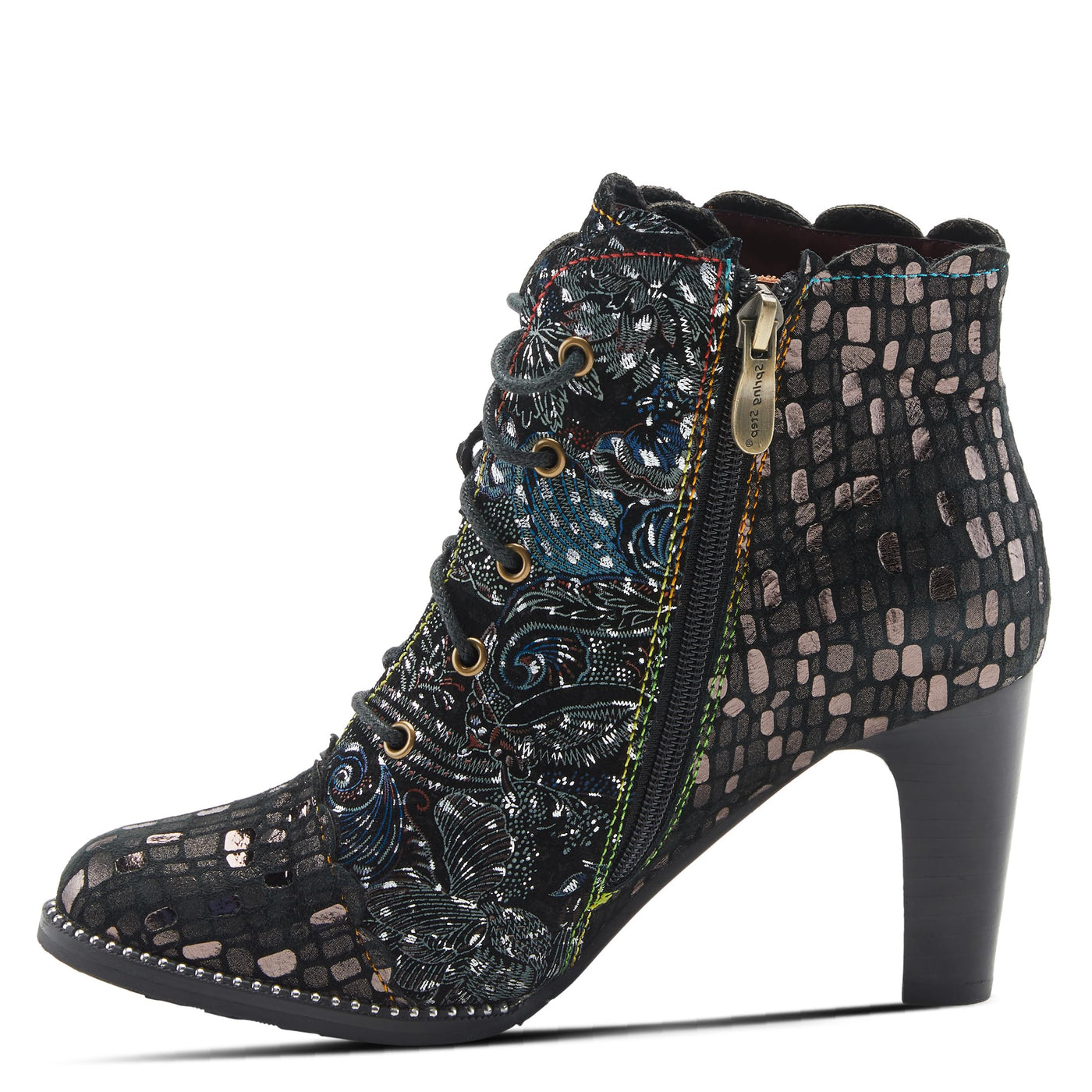 Spring Step L'Artiste Women's Glitterail Bootie Pewter Multi EU 37 / US 6.5-7