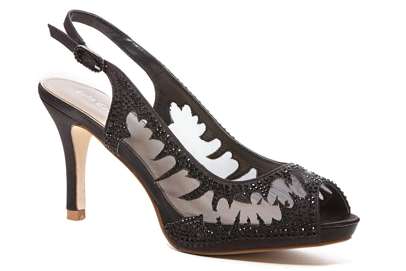 LADY COUTURE WOMEN'S MESH PLATFORM SLING BACK, SPICY BLACK 37