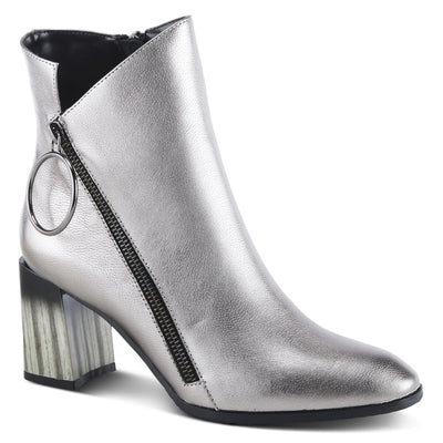 Azura Spring Step Fabulosa V Collar Ankle Boots for Women - Premium Leather Women's Chelsea Boots with Side Zippers - Pewter EU 41 / US 9.5-10