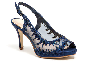 LADY COUTURE WOMEN'S MESH PLATFORM SLING BACK, SPICY NAVY 40