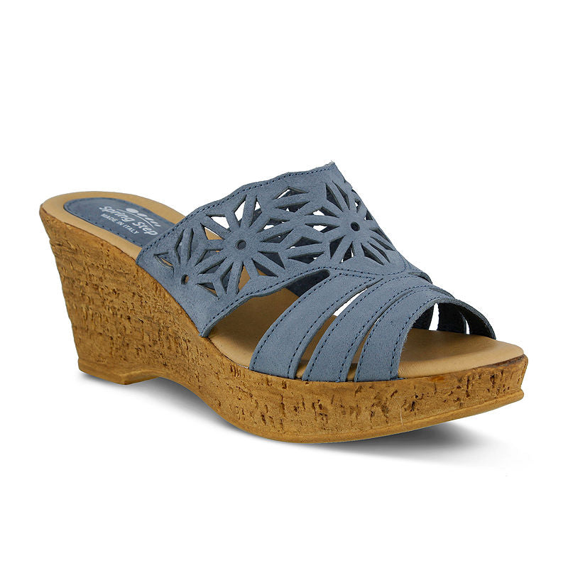 Spring Step Women's Dora Wedge Slide Sandal, Blue, 42 EU/11 M US
