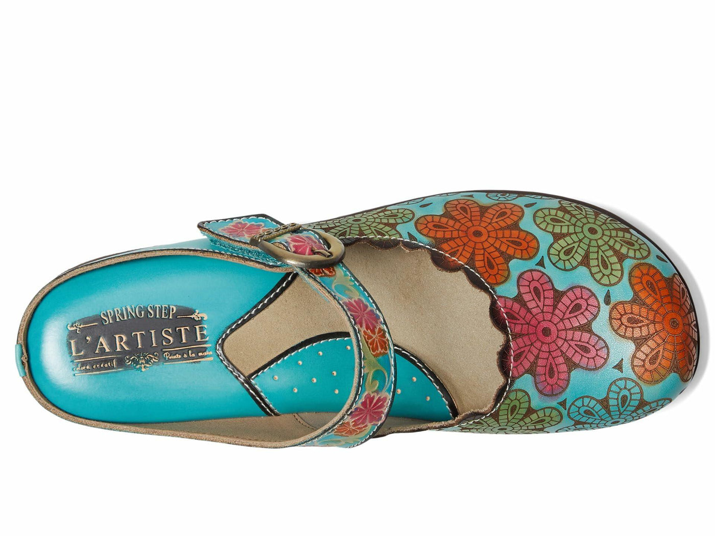 L'Artiste by Spring Step Women's Flochino Clog, Turquoise Multi, 10.5-11