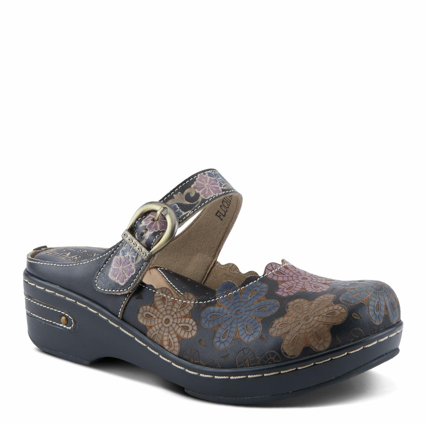 L'Artiste by Spring Step Women's Flochino Clog, Black Multi, 9