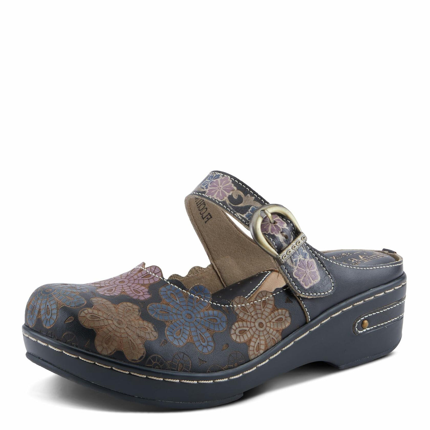 L'Artiste by Spring Step Women's Flochino Clog, Black Multi, 9