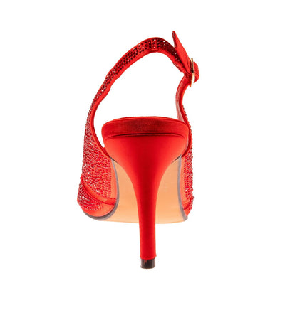 Lady Couture Adore Mid Heel Rhinestone Slingback, Red, 11