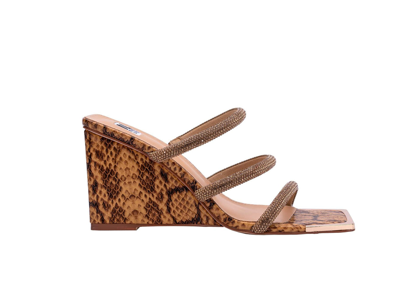 Ninety Union Angel 3 Band Metallic Snake Open Toe Wedge Slide