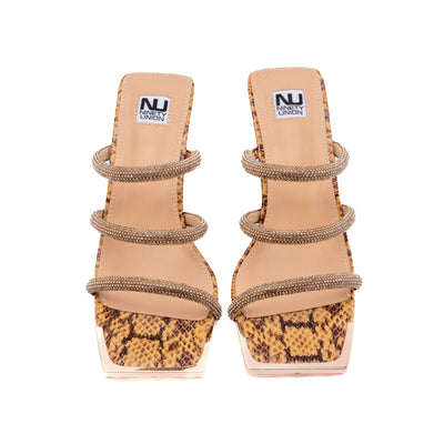 Ninety Union Angel 3 Band Metallic Snake Open Toe Wedge Slide