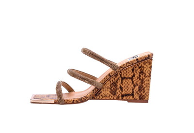 Ninety Union Angel 3 Band Metallic Snake Open Toe Wedge Slide