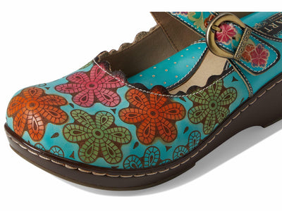 L'Artiste by Spring Step Women's Flochino Clog, Turquoise Multi, 8.5