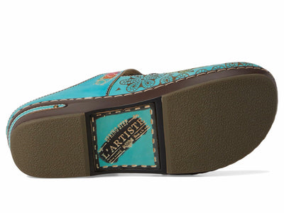L'Artiste by Spring Step Women's Flochino Clog, Turquoise Multi, 8.5