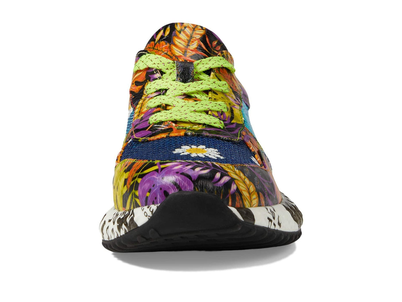 L'Artiste Women's Zingy Lace-Up Fashion Sneakers – Embroidered Leather Casual Sneakers with Adjustable Comfort Fit Yellow Multi EU 36/5.5-6