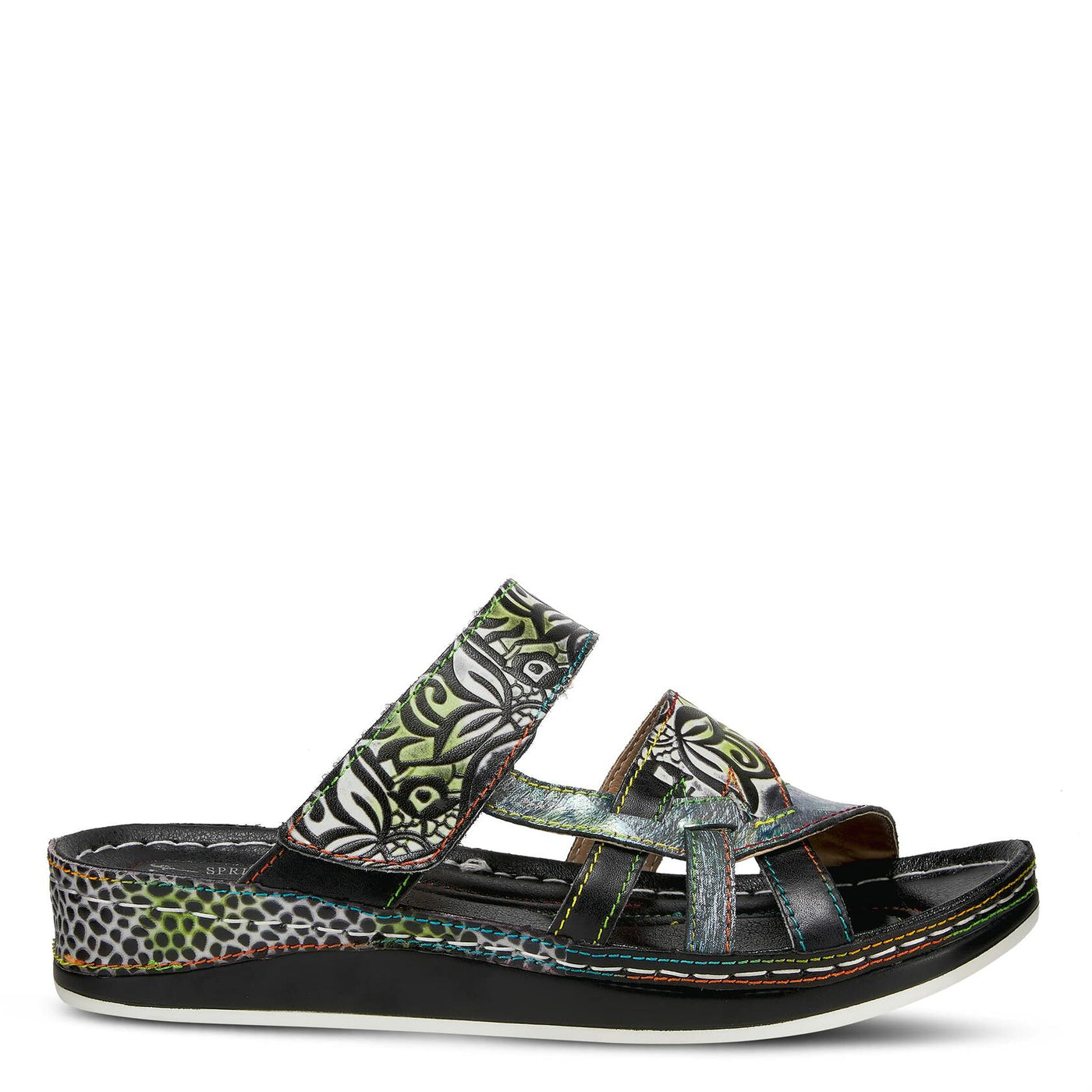 Spring Step L'Artiste Women's Caiman Slide Sandal Black Multi EU 41 / US 9.5-10
