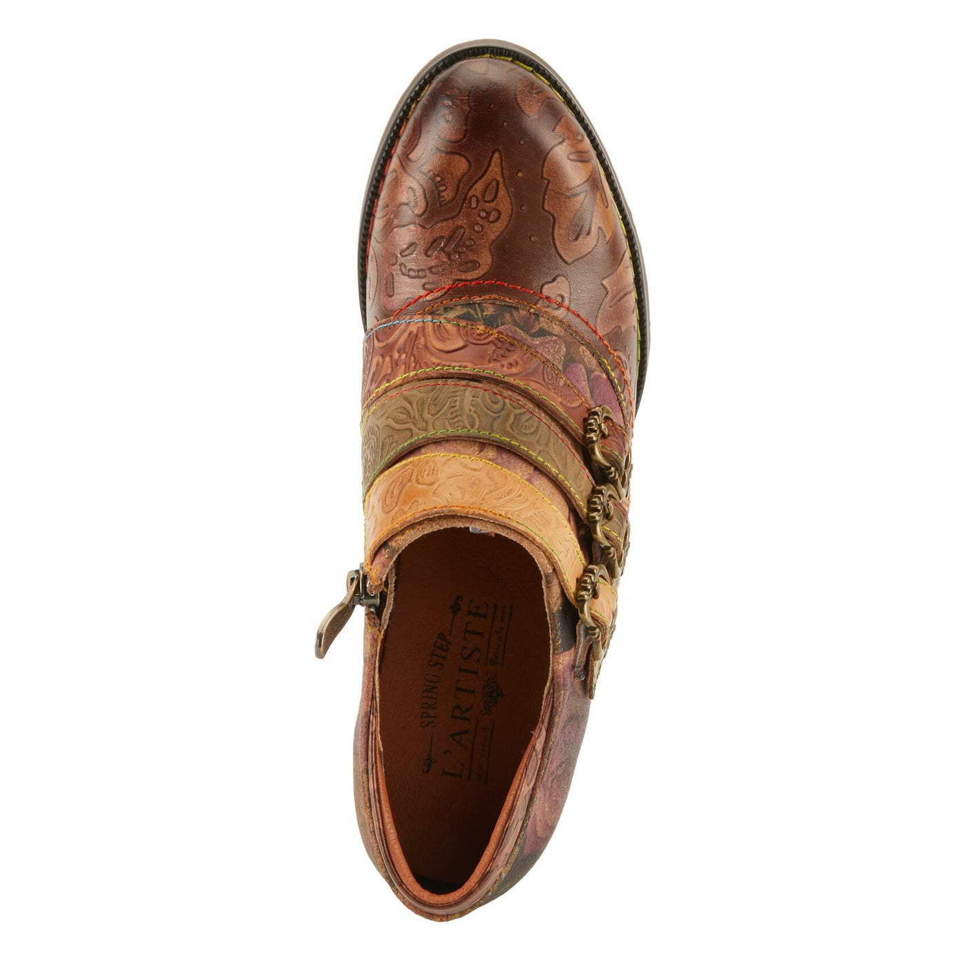 Spring Step L'Artiste Graphic Shoes for Women - Comfortable Womens Booties - Ladies Shoes with Zipper Closure and Microsuede Insole - Brown Multi EU 36 / US 5.5-6