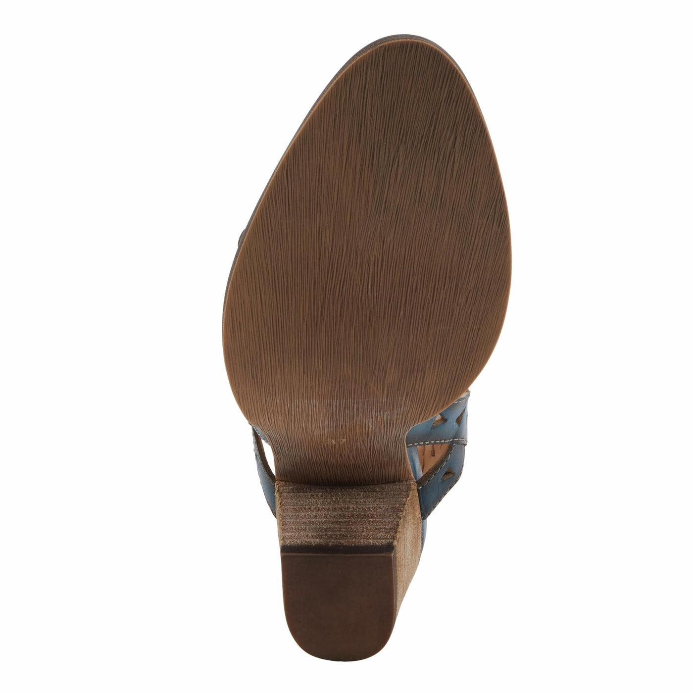 L'Artiste Women's DISTINCTION Leather Ankle Strap Sandals – Hand-Painted Floral Laser Cutout, Adjustable Strap, Closed Toe Stacked Heel NAVY EU 35 / EU 35 / US 5