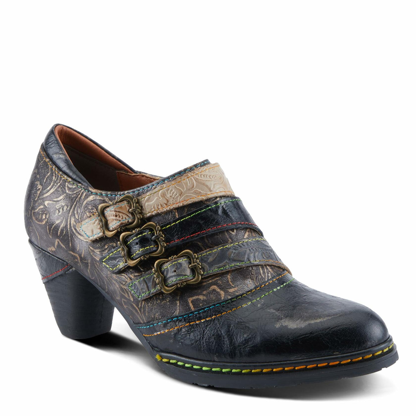 L'Artiste by Spring Step Women's Graphic Pump, Black Metallic, 6