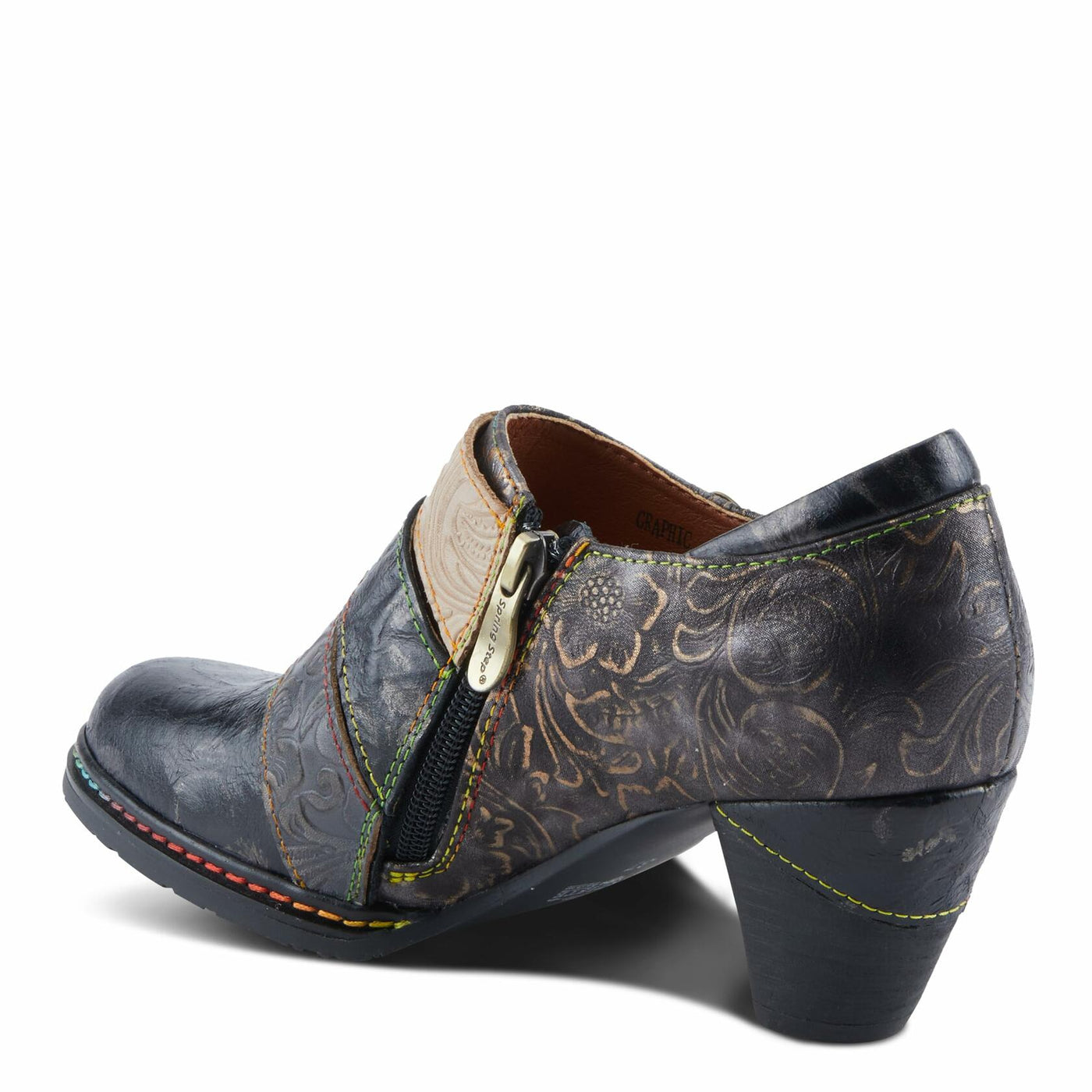 L'Artiste by Spring Step Women's Graphic Pump, Black Metallic, 8