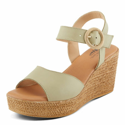 Spring Step ISOLA Women's Wedge Sandals - Secure Buckle Closure, Cushioned Footbed, Luxurious Leather Upper Sage Green EU 38 / US 7.5-8