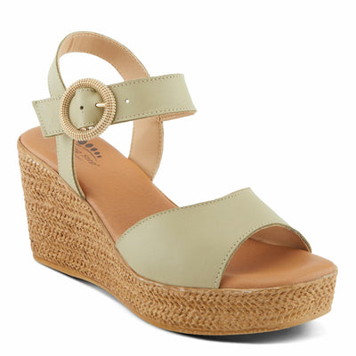 Spring Step ISOLA Women's Wedge Sandals - Secure Buckle Closure, Cushioned Footbed, Luxurious Leather Upper Sage Green EU 38 / US 7.5-8