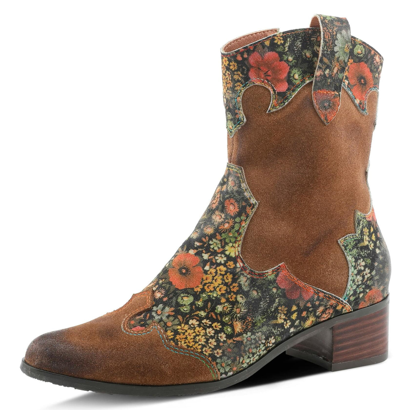 L'Artiste by Spring Step Women's Lady Luck Western Boot, Tan Multi Suede, 9