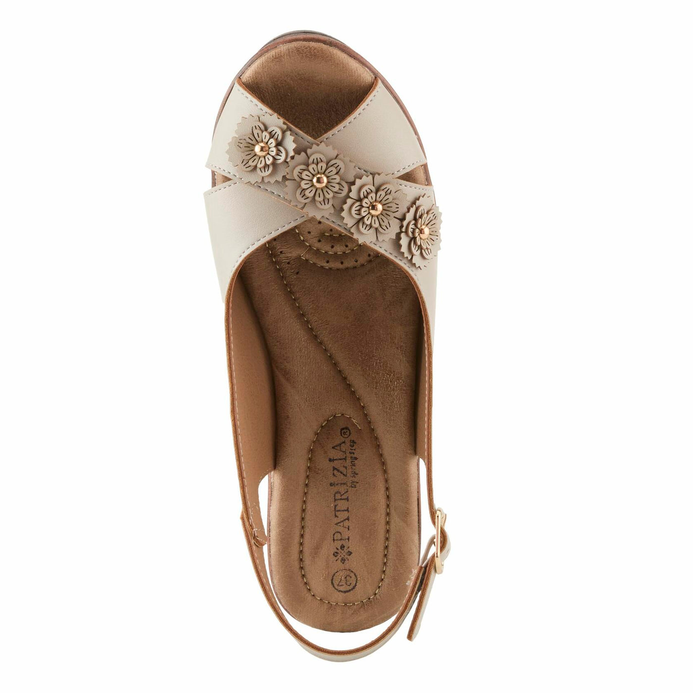 PATRIZIA Women's ADDISYN Buckle Sandals - Floral Stud Embellishments, Adjustable Fit, Faux Wood Heel LIGHT GREY EU 36 / US 5.5-6