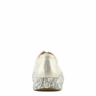 L'Artiste Women's SNEAKHEART Lace-Up Sneakers – Metallic Floral Embroidery, Breathable Mesh, Removable Insole, Street-Chic Design