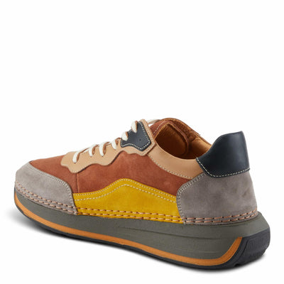 Spring Step Women's Booker Sneakers with Premium Leathers, Geometric Pattern, and Removable Insoles