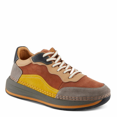 Spring Step Women's Booker Sneakers with Premium Leathers, Geometric Pattern, and Removable Insoles