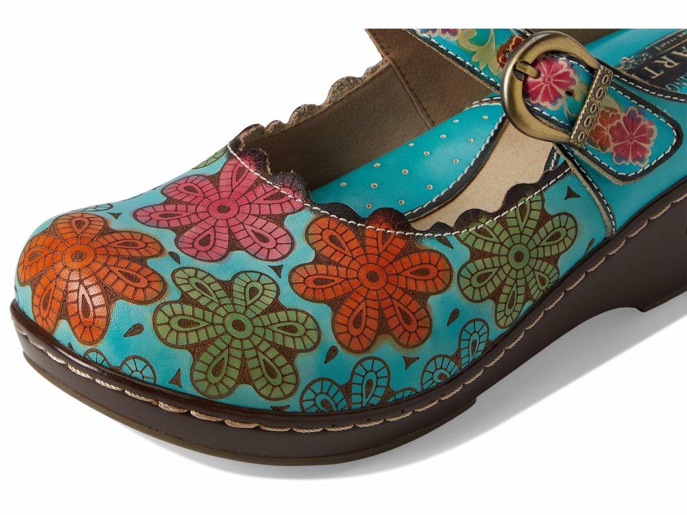 L'Artiste by Spring Step Women's Flochino Clog, Turquoise Multi, 7.5-8