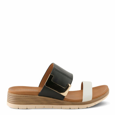 PATRIZIA Women's MALIYAH Hook and Loop Slide Sandals - Adjustable Strap, Cushioned Insole, Stylish Wedge Design BLACK MULTI EU 38 / US 7.5-8