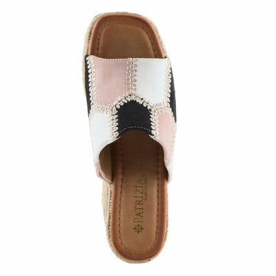 PATRIZIA Women's EVOLET Slide Sandals - Square Toe, Color Block Design, Jute Braided Platform, 4" Heel