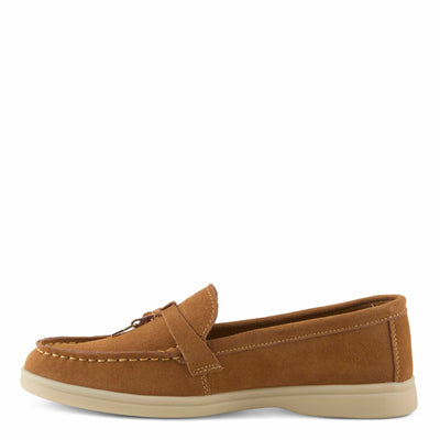 PATRIZIA Women's ISMENE Slip-On Suede Loafers - Almond Toe, Decorative Tassel, Luxurious Comfort TAN EU 36 / US 5.5-6
