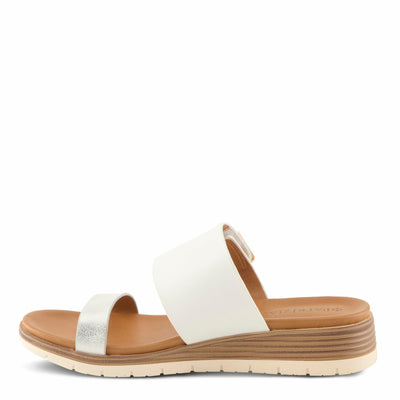 PATRIZIA Women's MALIYAH Hook and Loop Slide Sandals - Adjustable Strap, Cushioned Insole, Stylish Wedge Design WHITE MULTI EU 39 / US 8.5
