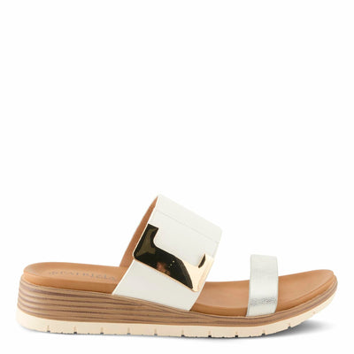 PATRIZIA Women's MALIYAH Hook and Loop Slide Sandals - Adjustable Strap, Cushioned Insole, Stylish Wedge Design WHITE MULTI EU 38 / US 7.5-8