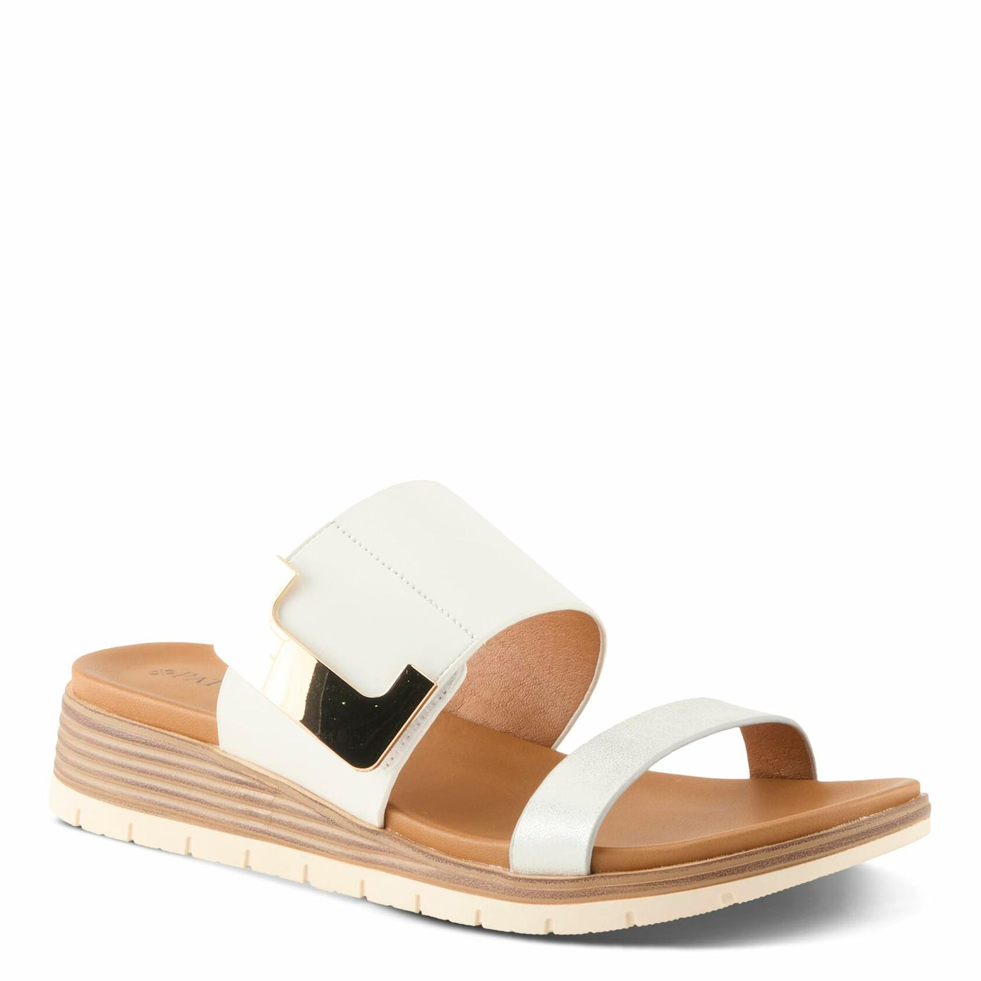 PATRIZIA Women's MALIYAH Hook and Loop Slide Sandals - Adjustable Strap, Cushioned Insole, Stylish Wedge Design WHITE MULTI EU 39 / US 8.5