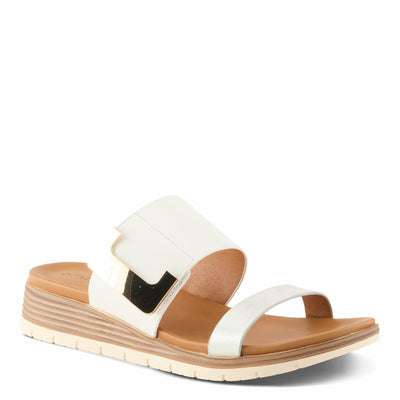 PATRIZIA Women's MALIYAH Hook and Loop Slide Sandals - Adjustable Strap, Cushioned Insole, Stylish Wedge Design WHITE MULTI EU 39 / US 8.5