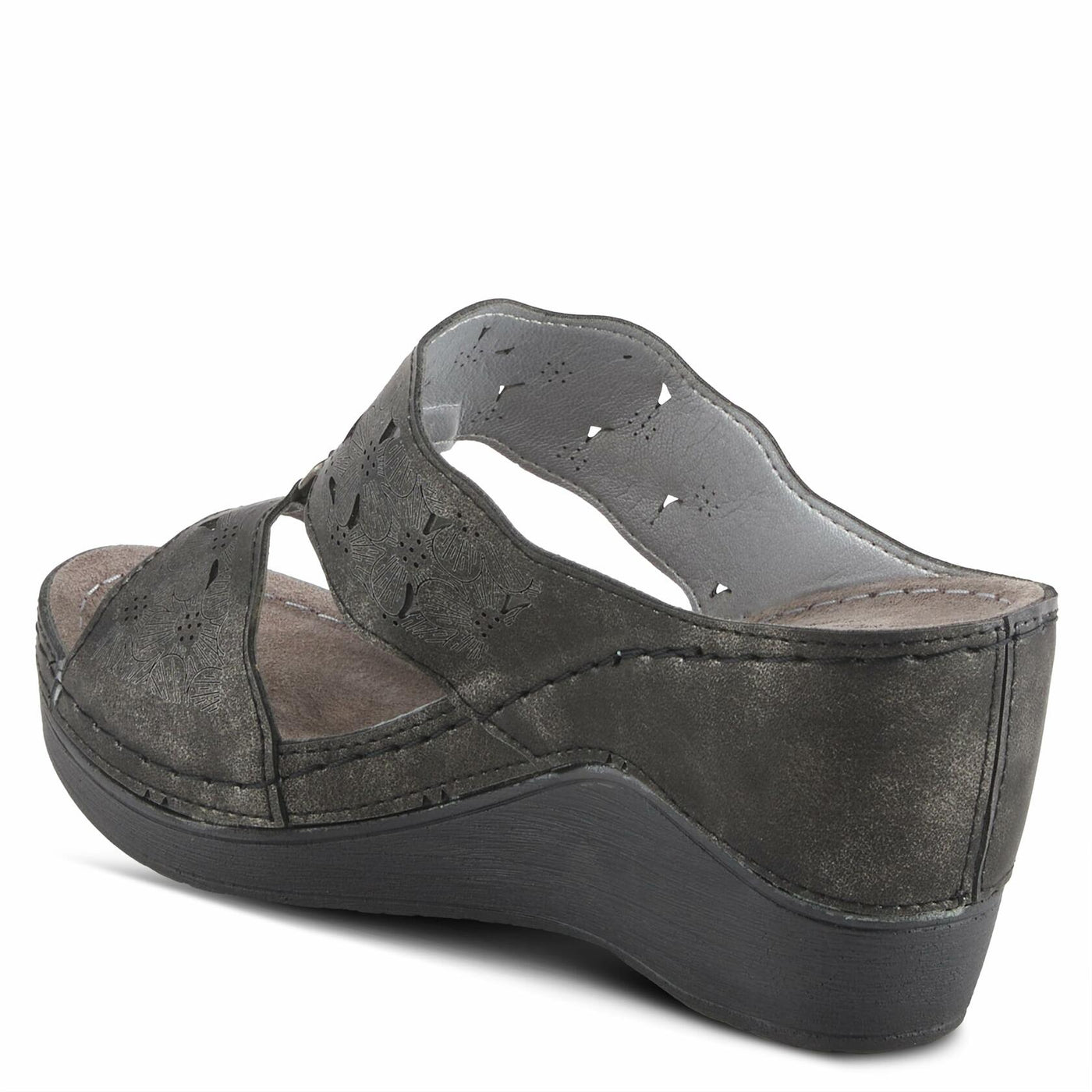 Flexus Women's Dreiser Slide Wedge Sandal Black EU 38 / US 7.5-8