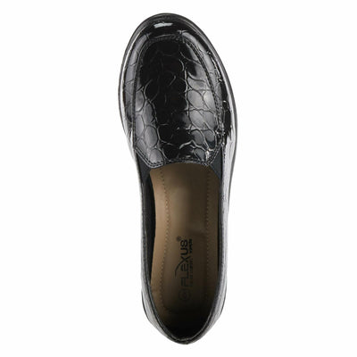 Flexus Women's Biddey Slip-On Wedge Shoe 0 Black Croco EU 40 / US 9