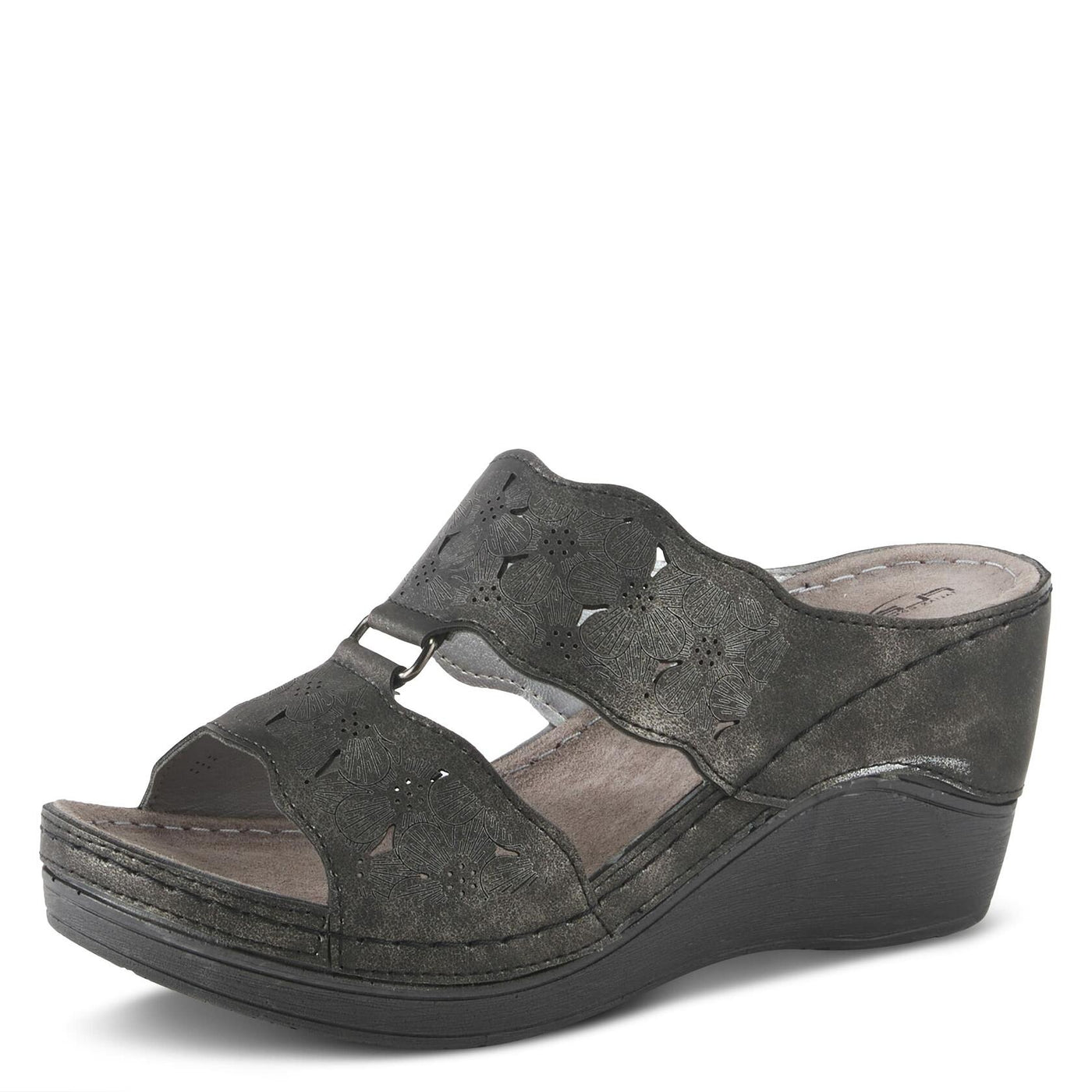 Flexus Women's Dreiser Slide Wedge Sandal Black EU 38 / US 7.5-8