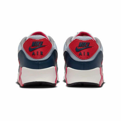 Nike Air Max 90 Men's Shoes (DM0029-005, Light Smoke Grey/Armory Navy/Fire Red/Phantom) Size 8