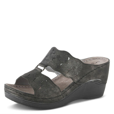 Flexus Women's Dreiser Slide Wedge Sandal Black EU 40 / US 9