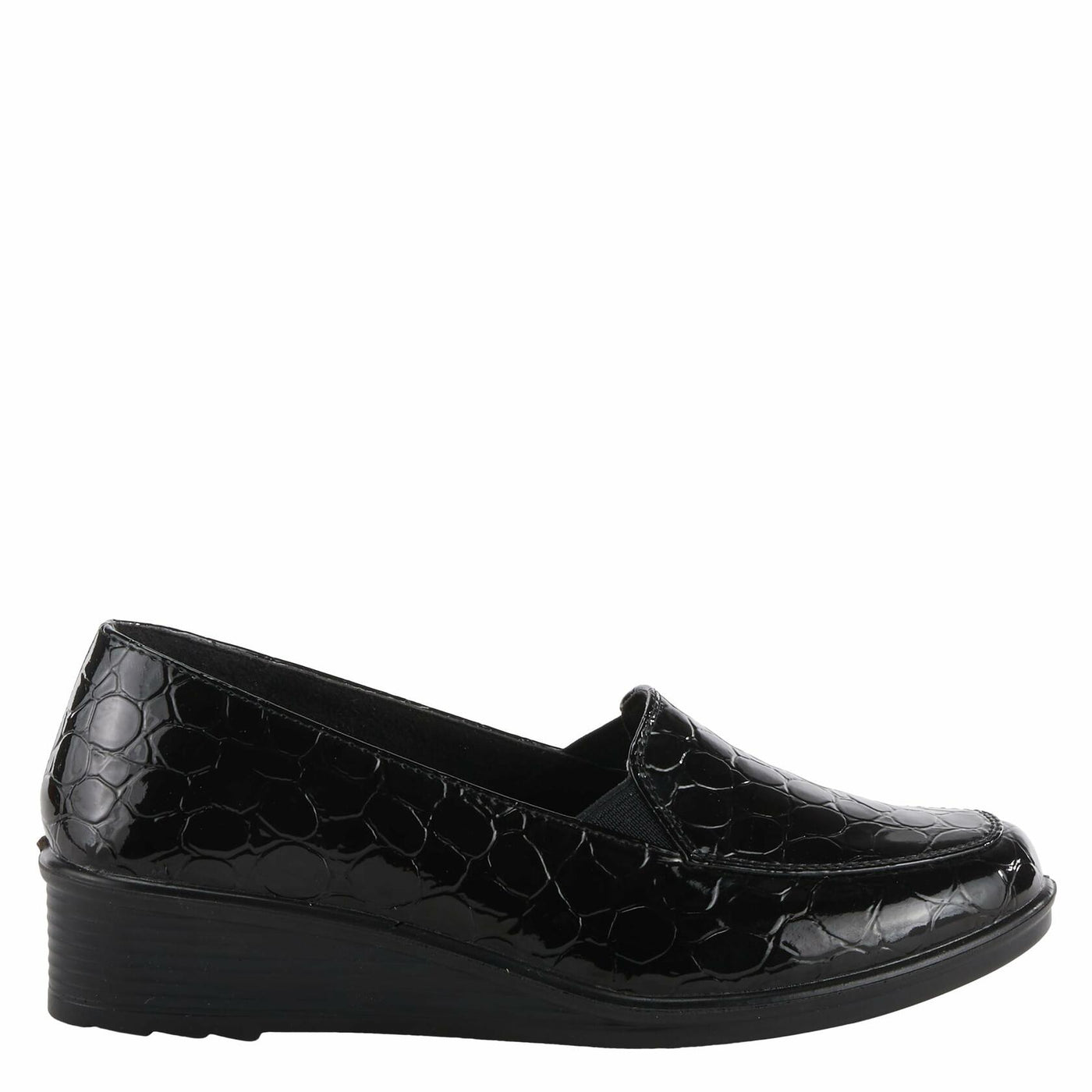Flexus Women's Biddey Slip-On Wedge Shoe 0 Black Croco EU 39 / US 8.5