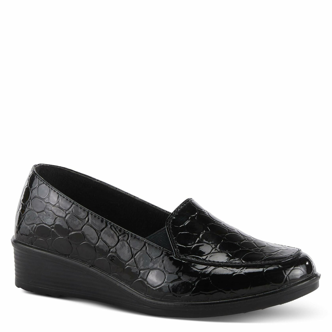 Flexus Women's Biddey Slip-On Wedge Shoe 0 Black Croco EU 40 / US 9