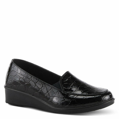 Flexus Women's Biddey Slip-On Wedge Shoe 0 Black Croco EU 40 / US 9