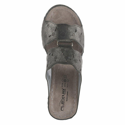 Flexus Women's Dreiser Slide Wedge Sandal Black EU 38 / US 7.5-8