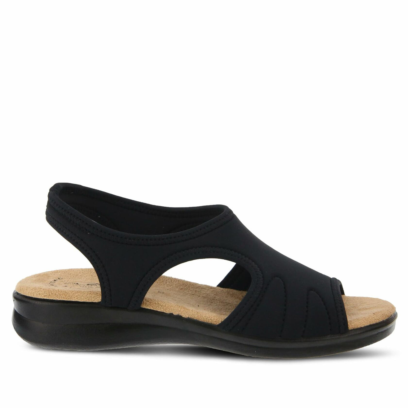 Spring Step Flexus Nyaman Slingback Sandals for Women | Low Heel Slip-On Summer Sandals | Ladies Casual Flat Platform Sandal | Black EU 37 / US 6.5-7