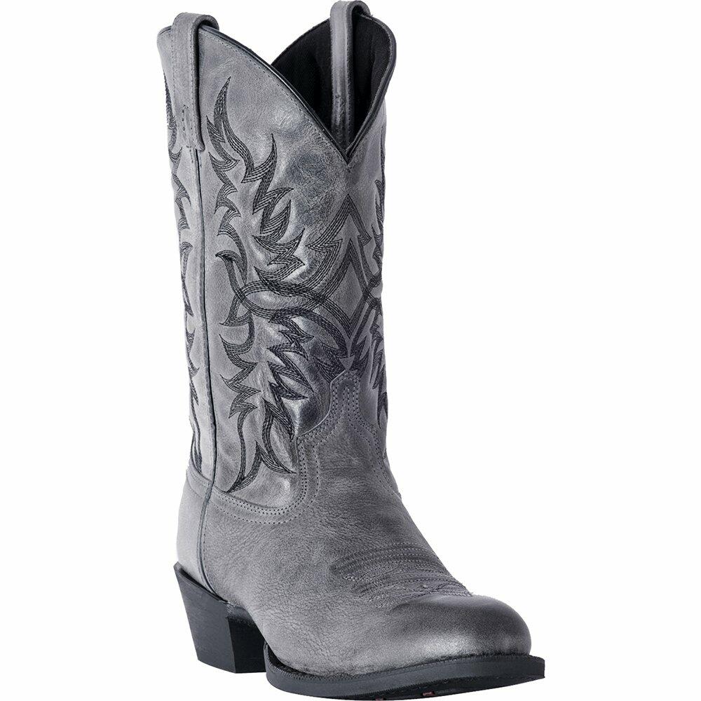 Laredo Mens Harding Embroidered Round Toe Pull On Casual Boots Mid Calf - Grey