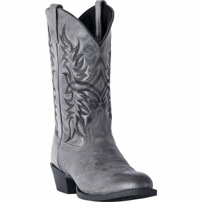 Laredo Mens Harding Embroidered Round Toe Pull On Casual Boots Mid Calf - Grey